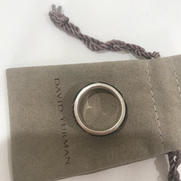 Forged Carbon Band Ring with Black Diamonds - Picture 6 of 8